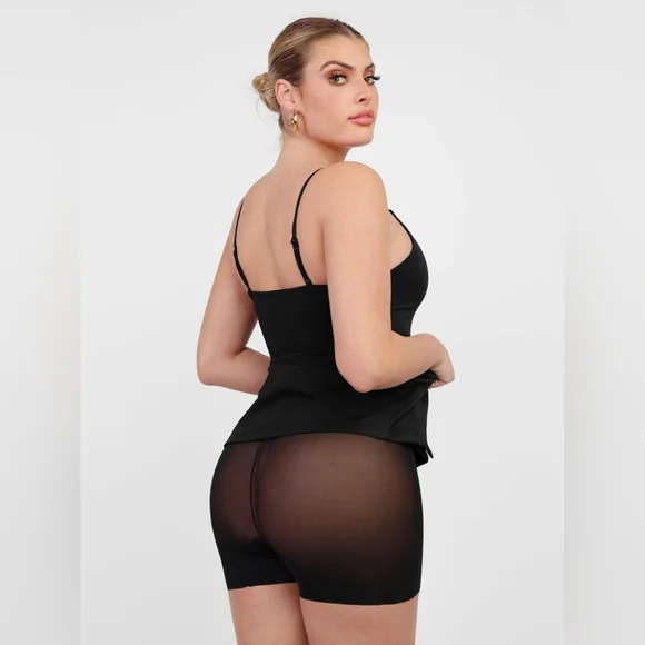 Built-In Shapewear Slip V-Neck Split Midi Dress - Picture 4 of 6